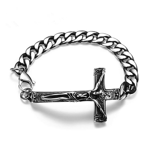 

Men's Chain Bracelet Classic Cross Fashion Titanium Steel Bracelet Jewelry Silver For Gift Festival