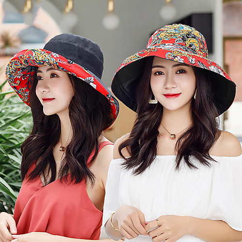 

Fishing Hat Fisherman Hat Hiking Hat Hat Wide Brim 1 PCS Portable Sunscreen UV Resistant Breathable Floral / Botanical Cotton Autumn / Fall Spring Summer for Women's Camping / Hiking Hunting Fishing