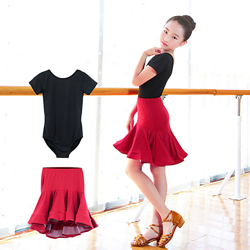 

Kids' Dancewear Leotards / Tutus & Skirts Girls' Training / Performance Nylon Side Draping Short Sleeve High Skirts
