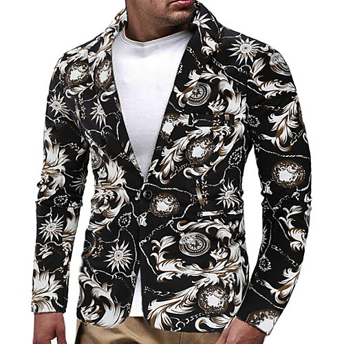 

Men's Blazer Notch Lapel Polyester Black