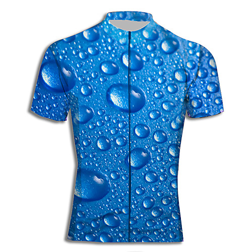 

Men's Daily Spring & Summer Regular Jacket, Geometric Stand Short Sleeve Polyester Blue