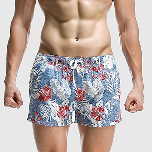

Men's Basic Light Blue Swim Trunk Beach board shorts Swimwear Swimsuit - Floral S M L Light Blue