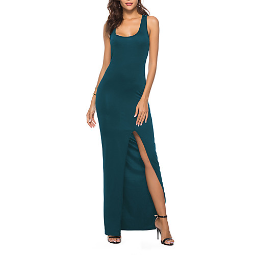 

Women's Wine Purple Dress Sexy Sophisticated Party Club Sheath Swing Solid Color Split S M