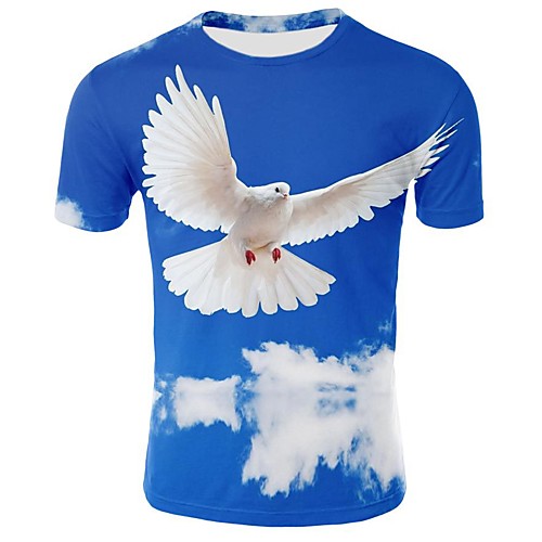 

Men's Daily Going out Basic / Street chic T-shirt - Geometric Print Blue