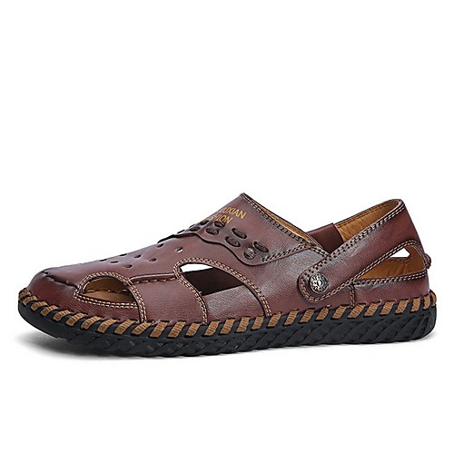 

Men's PU Summer Sandals Non-slipping Light Brown / Brown / Black