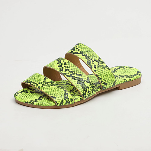 

Women's Slippers & Flip-Flops 2020 Flat Heel Open Toe PU Classic / Minimalism Spring & Fall / Spring & Summer Fuchsia / Green / White