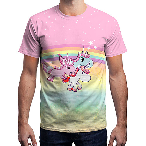 

Inspired by Galaxy Unicorn T-shirt Terylene Rainbow Printing T-shirt For Men's / Women's