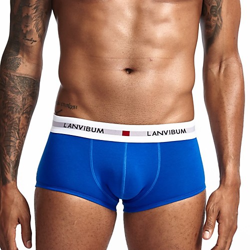

Men's Basic Boxers Underwear / Briefs Underwear Mid Waist Light Blue White Black M L XL