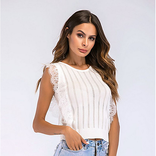 

Women's Daily T-shirt - Striped White