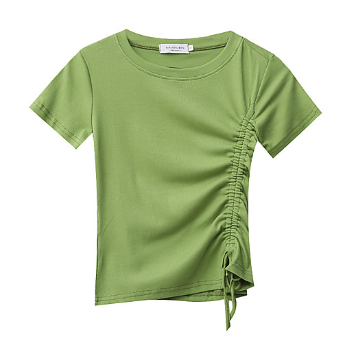 

Women's Daily Cotton Loose T-shirt - Cartoon Round Neck Blushing Pink