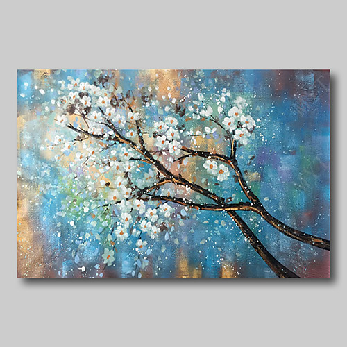 

Oil Painting Hand Painted - Abstract Comtemporary Modern Stretched Canvas White Blossom