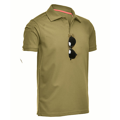 

Men's Hiking Tee shirt Short Sleeve Outdoor Breathable Quick Dry Ultraviolet Resistant Stretchy Tee / T-shirt Top Autumn / Fall Spring Terylene Fishing Climbing Camping / Hiking / Caving Grey Green