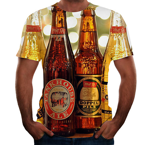 

Men's Going out Weekend Basic T-shirt - Color Block / 3D / Beer Rainbow