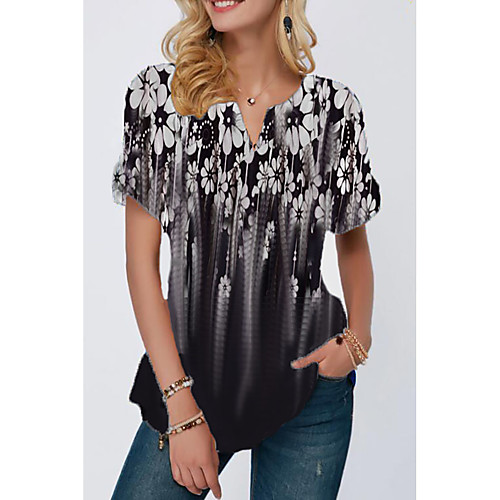 

Women's Daily T-shirt - Floral Black