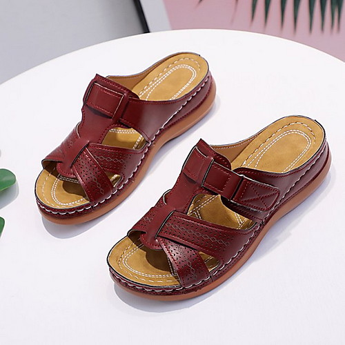 

Women's Sandals Summer Creepers Open Toe Daily PU Black / Red / Burgundy