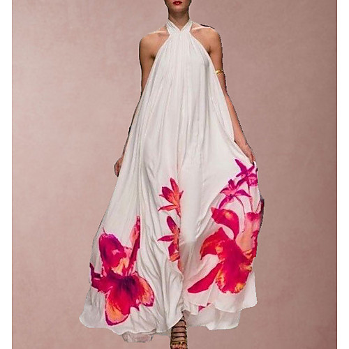 

Women's White Dress A Line Print S M