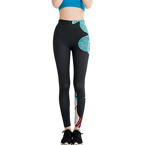 

Women's Sports / Yoga Sporty / Basic Legging - Print / Color Block, Print Mid Waist Black One-Size