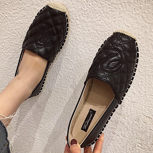 

Women's Loafers & Slip-Ons Flat Heel Round Toe PU Spring & Summer Black / Beige
