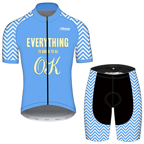 

21Grams Men's Short Sleeve Cycling Jersey with Shorts Black / Blue Bike UV Resistant Quick Dry Sports Patterned Mountain Bike MTB Road Bike Cycling Clothing Apparel / Stretchy