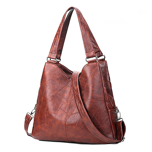 

Women's Polyester / PU Top Handle Bag Solid Color Brown / Black