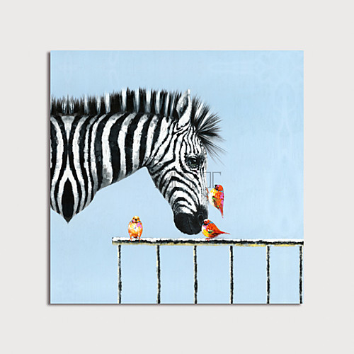 

Hand Painted Canvas Oilpainting Abstract Zebra and Birds by Knife Home Decoration with Frame Painting Ready to Hang