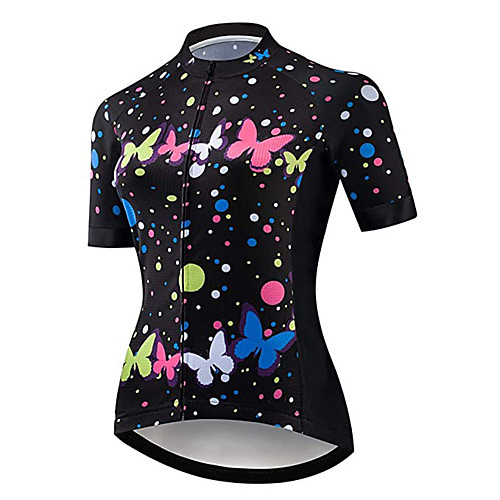 

21Grams Women's Short Sleeve Cycling Jersey Black / Red Butterfly Bike Jersey Top Mountain Bike MTB Road Bike Cycling UV Resistant Breathable Quick Dry Sports Clothing Apparel / Stretchy / Race Fit