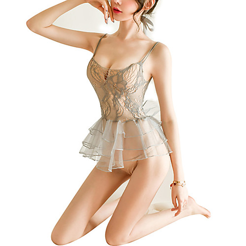 

Women's Backless / Bow Babydoll & Slips Nightwear Solid Colored Gray One-Size