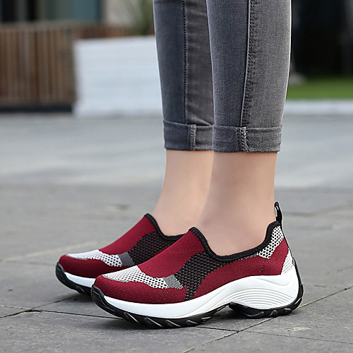

Women's Athletic Shoes Wedge Heel Round Toe Mesh Sporty / Casual Running Shoes Spring & Summer / Fall & Winter Purple / Burgundy / Light Grey