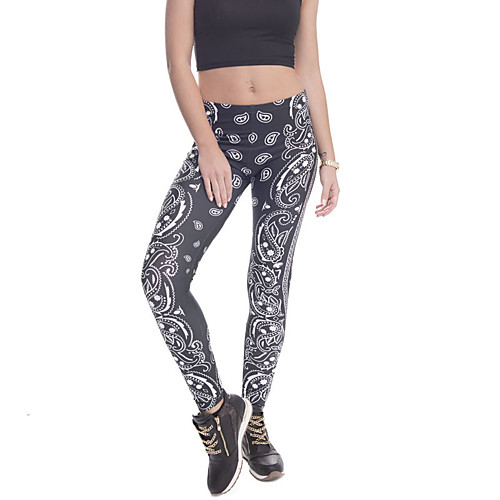 

Women's Sports / Yoga Sporty / Basic Legging - Print, Print Mid Waist Black One-Size