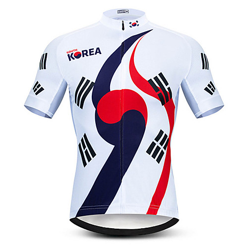 

21Grams Men's Short Sleeve Cycling Jersey Red / White Bike Jersey Top Mountain Bike MTB Road Bike Cycling UV Resistant Breathable Quick Dry Sports Clothing Apparel / Stretchy