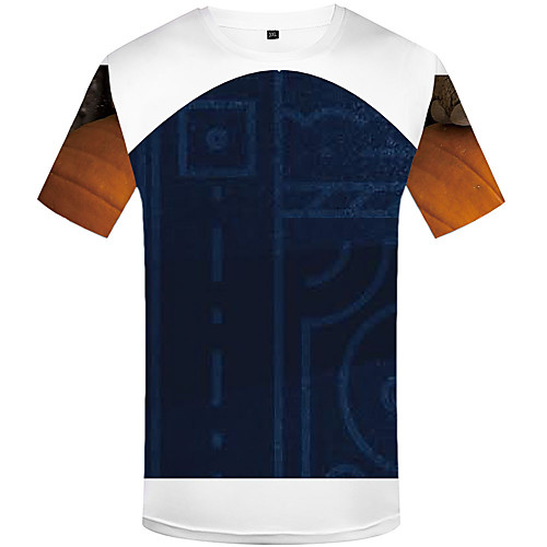 

Men's Daily Sports Basic / Street chic T-shirt - 3D / Graphic Print Blue