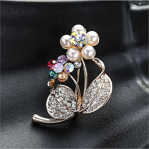 

Women's Cubic Zirconia Brooches Classic Flower Shape Stylish Simple Classic Brooch Jewelry Gold Silver For Party Gift Daily Work Festival