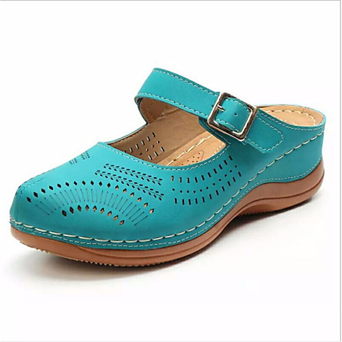 

Women's Sandals Flat Sandal Summer Flat Heel Open Toe Daily PU Pink / Blue / Brown