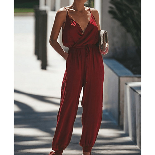 

Women's Wine Green Blue Jumpsuit Onesie, Solid Colored S M L