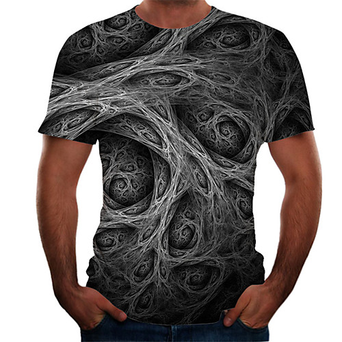 

Men's Daily Basic T-shirt - Color Block / 3D Print Gray