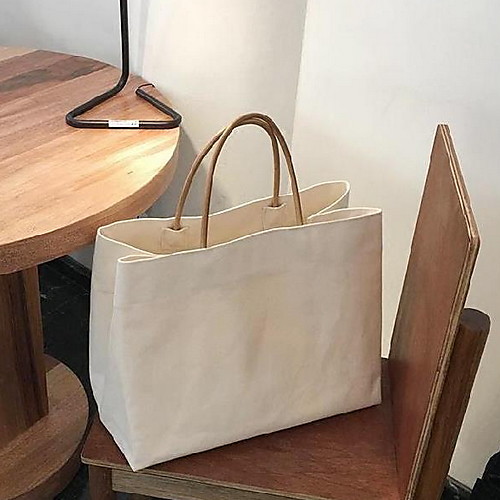 

Women's Canvas Top Handle Bag Solid Color White