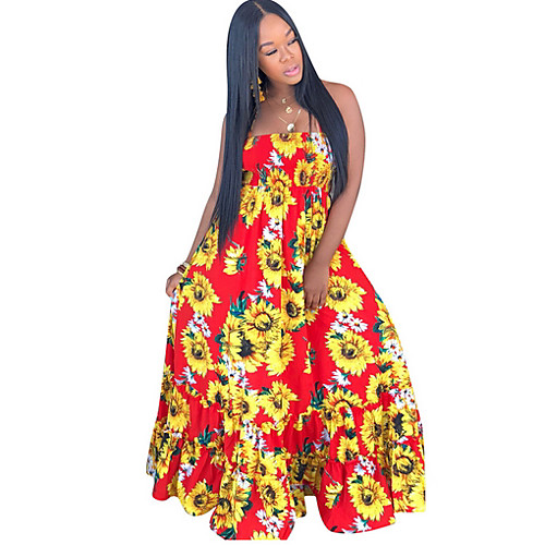 

Women's Red White Dress Loose Print S M