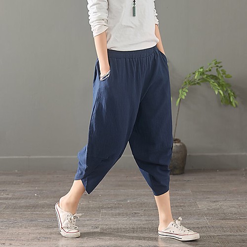 

Women's Sporty / Sophisticated Harem Pants - Solid Colored Cherry / Sun Flower / Red, Patchwork Wine Blue Black M L XL