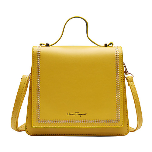 

Women's Polyester / PU Top Handle Bag Solid Color Yellow / Green / White