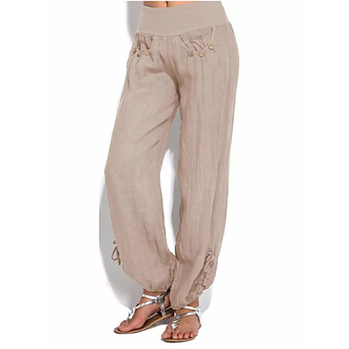 

Women's Basic Chinos Pants - Solid Colored Classic Wine Khaki Blue S M L
