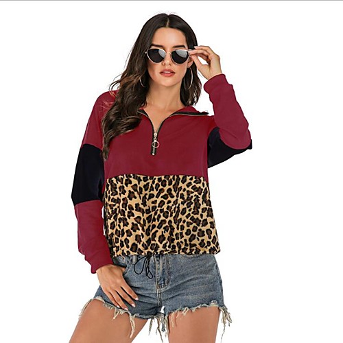 

Women's Casual Hoodie - Leopard Wine S