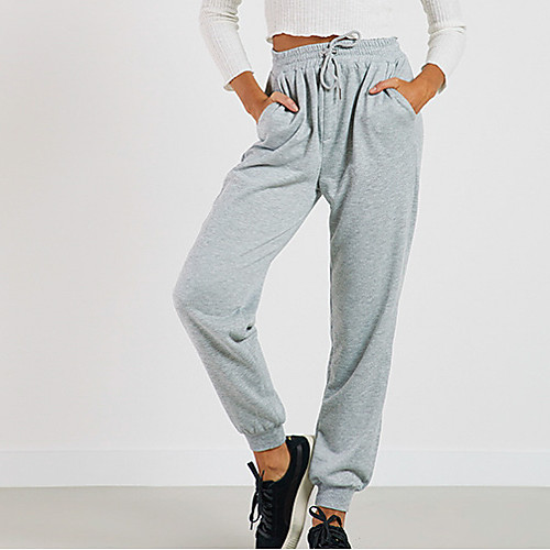 

Women's Basic Jogger Pants - Solid Colored Gray S M L