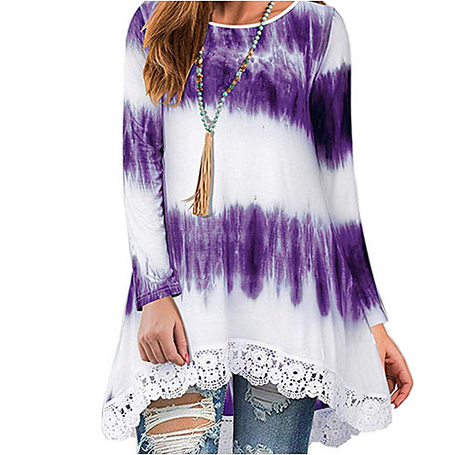 

Women's Daily T-shirt - Color Block Wine