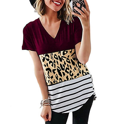 

Women's Daily T-shirt - Color Block Wine