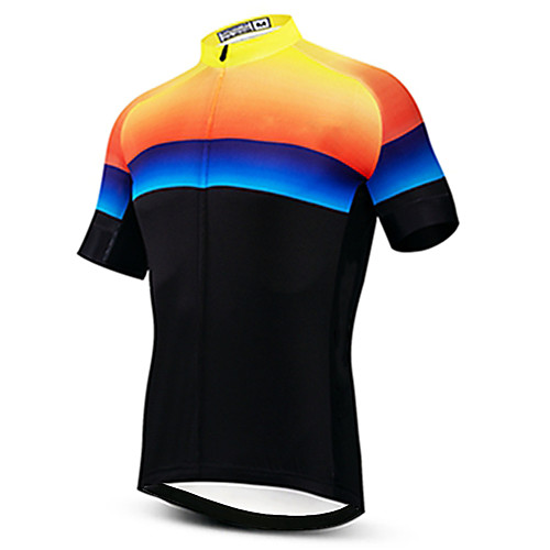 

21Grams Men's Short Sleeve Cycling Jersey Black / Yellow Bike Jersey Top Mountain Bike MTB Road Bike Cycling UV Resistant Breathable Quick Dry Sports Clothing Apparel / Stretchy