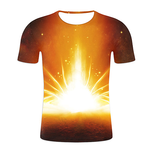 

Men's Daily Weekend Basic / Exaggerated T-shirt - Galaxy / Color Block / 3D Rainbow