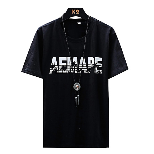 

Men's Color Block Graphic T-shirt - Cotton Daily Round Neck White / Black / Short Sleeve