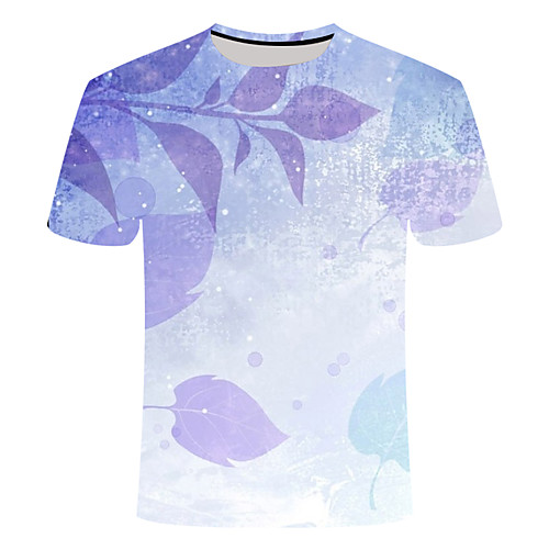 

Men's Daily Going out Basic T-shirt - 3D / Graphic / Scenery Print Light Blue