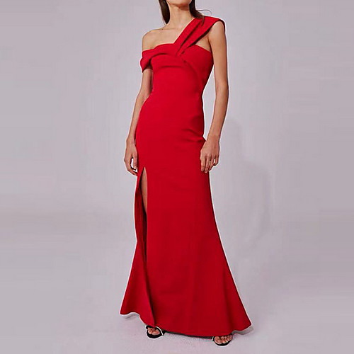 

Sheath / Column One Shoulder Floor Length Spandex Elegant / Minimalist Party Wear / Prom Dress with Split 2020