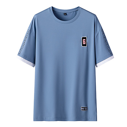 

Men's Plus Size Letter T-shirt - Cotton Basic Daily Round Neck White / Yellow / Blushing Pink / Royal Blue
